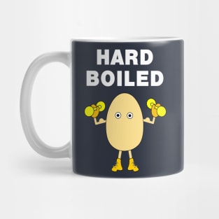 Hard Boiled Funny Cook and Body Builder White Text Mug